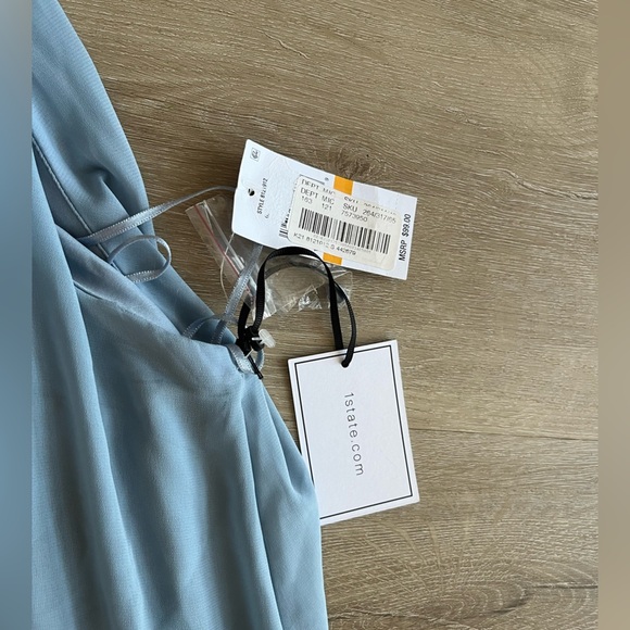 1. STATE Sleeveless Wide Leg Flowy Jumpsuit High Neck Light Blue SZ S - Picture 9 of 16